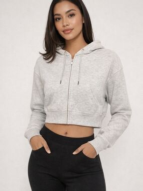 NWT Kyodan Nina Cozy Fleece Zip-Up Cropped Hoodie, Sz XS
